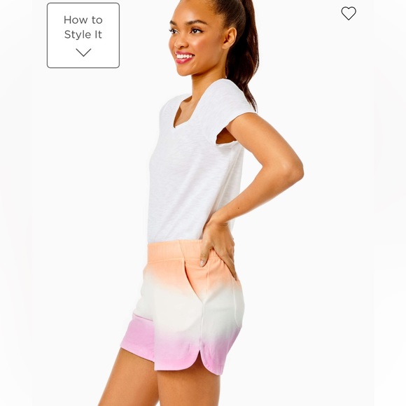 NWT Lilly Pulitzer Ombre 5” Kylar Knit Short Size M, L Color Cantaloupe Dip Dye - Picture 3 of 8